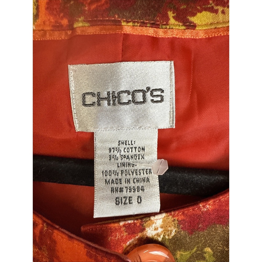 Chicos Button Up‎ Jacket Red Pink Coral Long Sleeve Blouse Coat Womens Size 0 - Picture 5 of 16